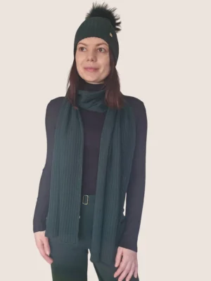 Megzta kepurė ir šalikas - merino vilna - Vieno dydžio, Smėlio